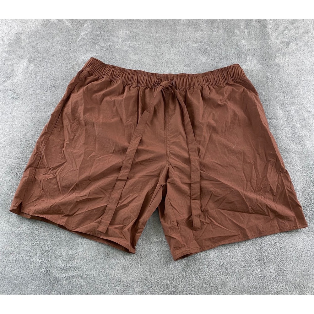 NovaMen Mens Rust Brown Elastic Waist Drawstring Athletic Casual Shorts XL